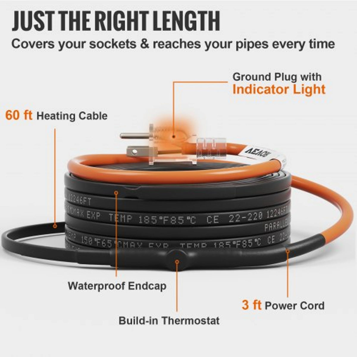 Pipe Heating Cable Self-Regulating Built-In Thermostat