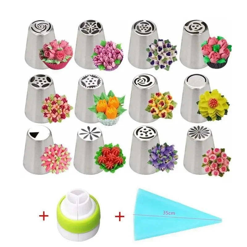 Piping Nozzle Set Floral Tips Stainless Steel Dishwasher Safe