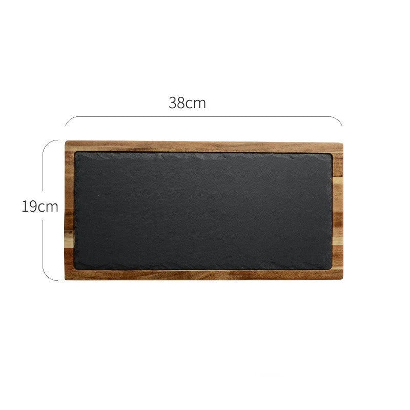 Pizza Serving Plate Acacia Wood Sleek Black Finish