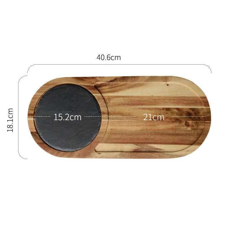 Pizza Serving Plate Acacia Wood Sleek Black Finish