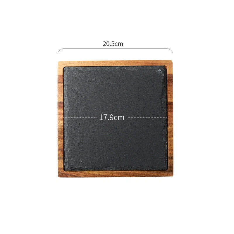 Pizza Serving Plate Acacia Wood Sleek Black Finish