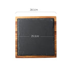 Pizza Serving Plate Acacia Wood Sleek Black Finish