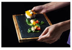 Pizza Serving Plate Acacia Wood Sleek Black Finish