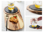 Pizza Serving Plate Acacia Wood Sleek Black Finish