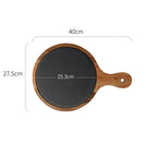 Pizza Serving Plate Acacia Wood Sleek Black Finish