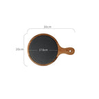 Pizza Serving Plate Acacia Wood Sleek Black Finish