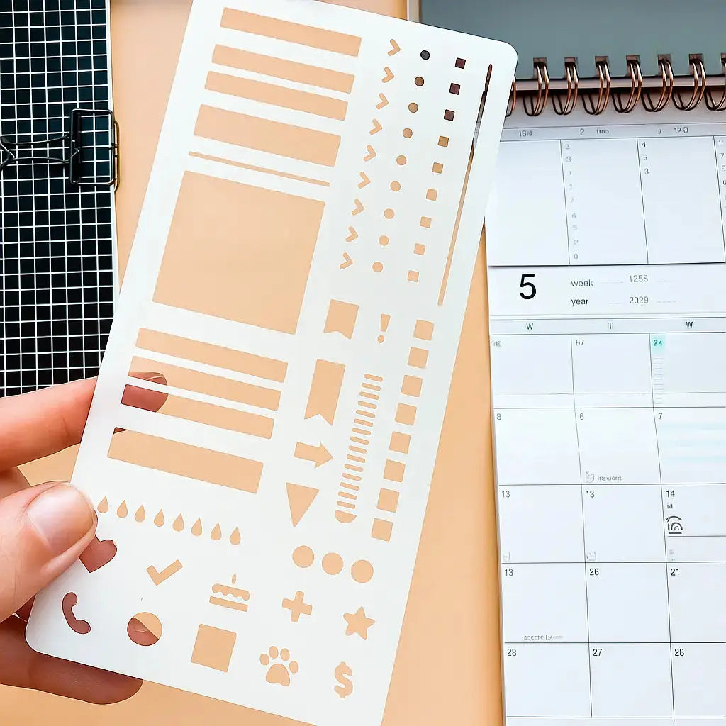 Planner Stencil Set Transparent Mylar Straight Lines & Checklists
