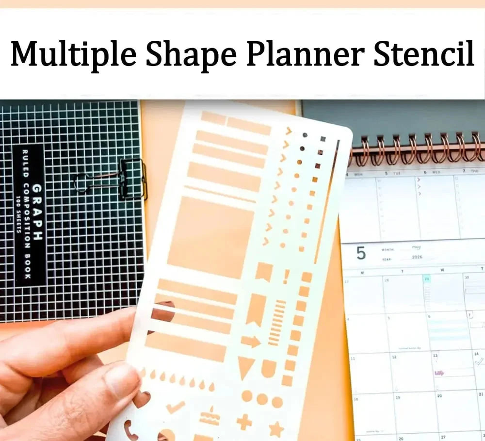 Planner Stencil Set Transparent Mylar Straight Lines & Checklists