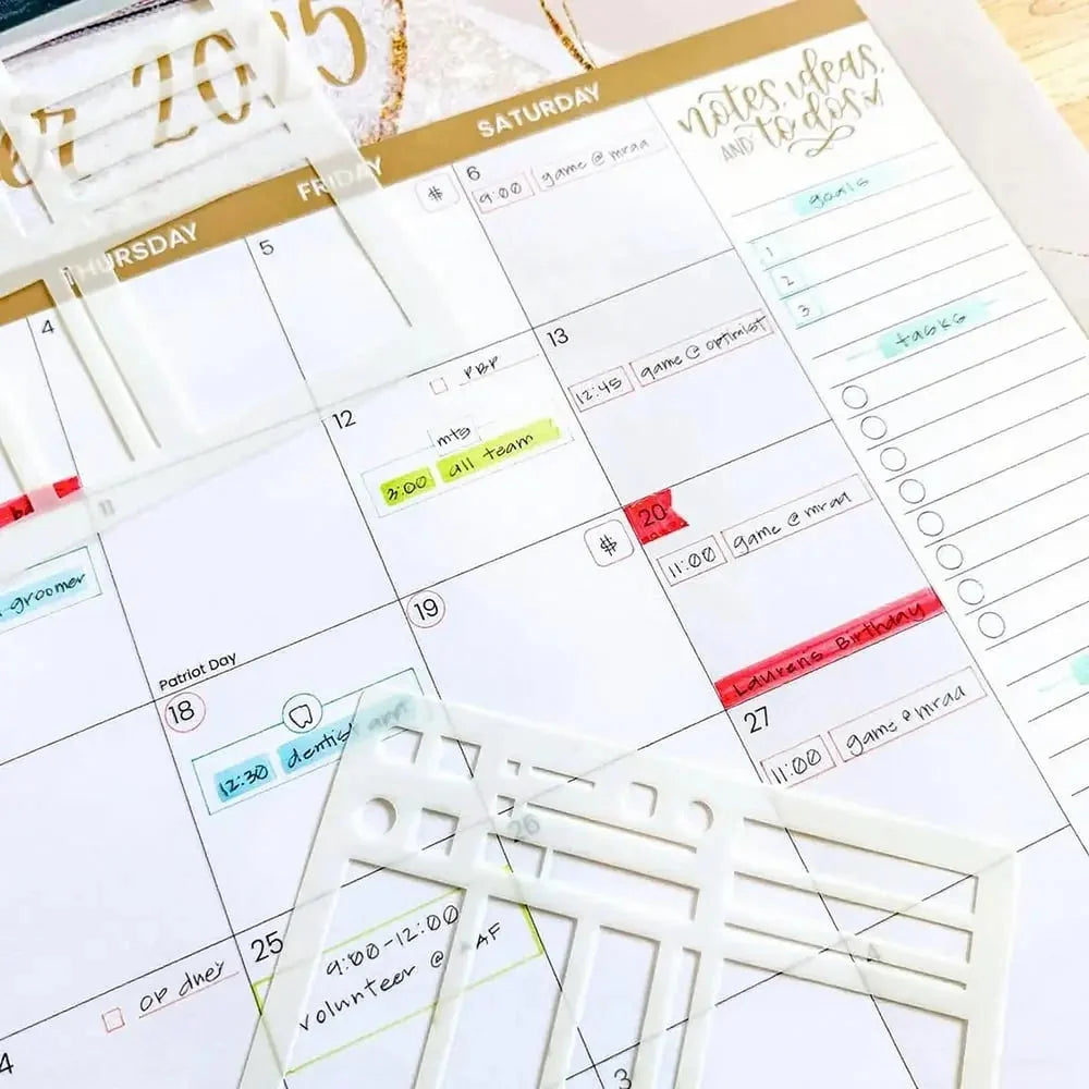 Planner Stencil Set Transparent Mylar Straight Lines & Checklists