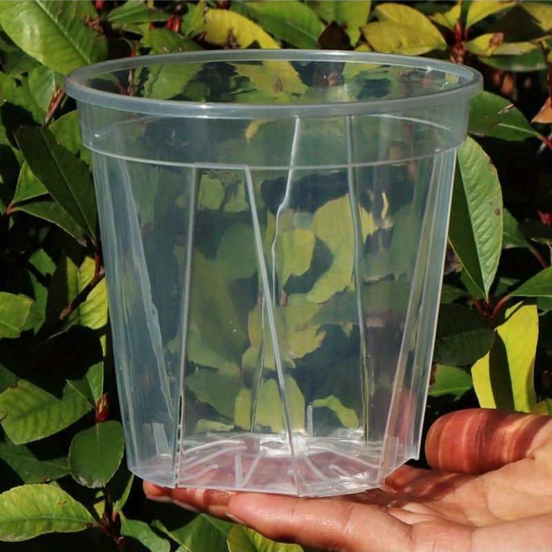 Plant Pot Set Clear Plastic Drainage Pack of 12