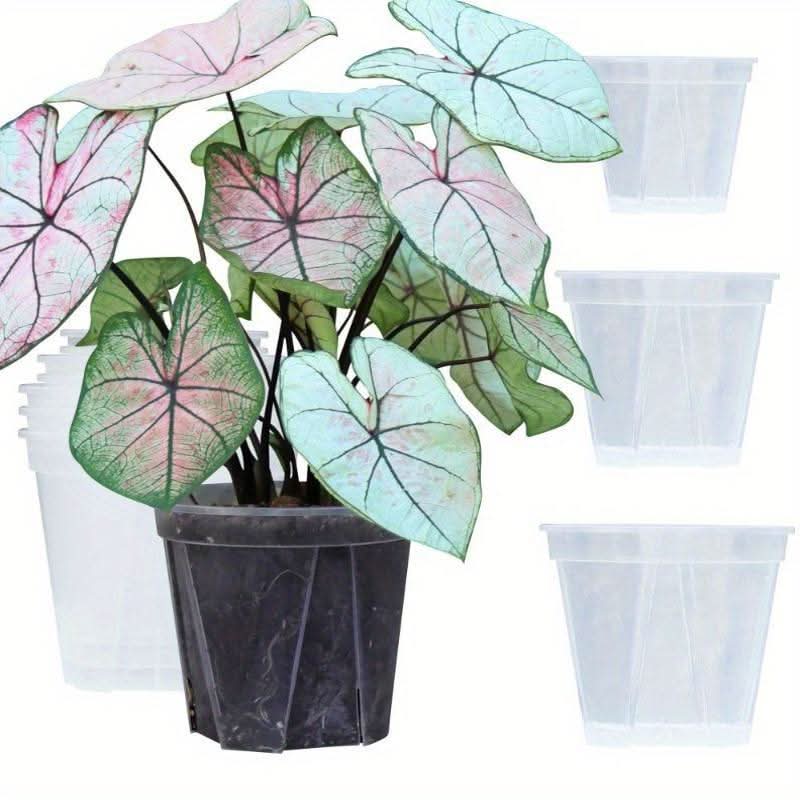 Plant Pot Set Clear Plastic Drainage Pack of 12