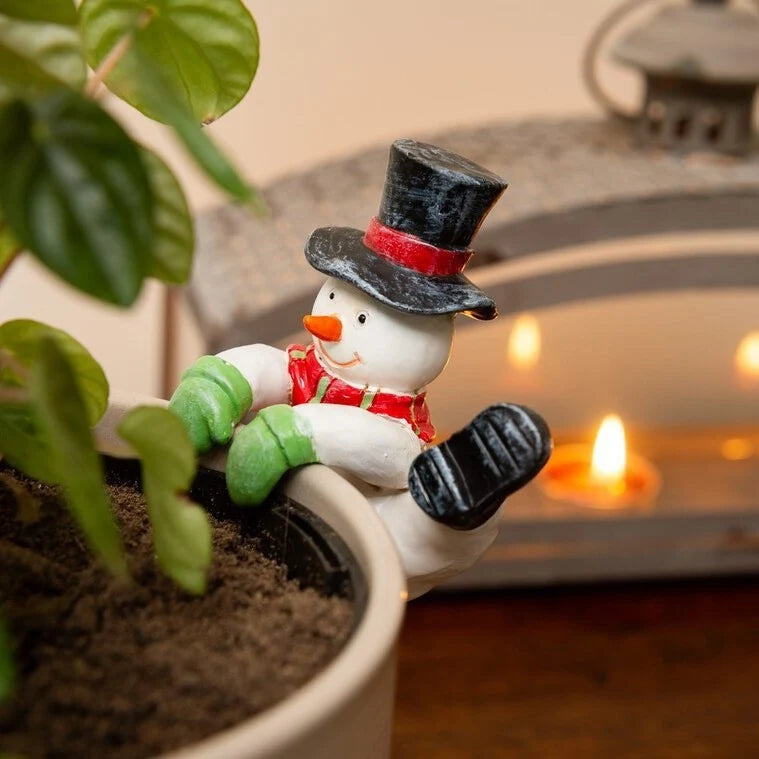 Plant Pot Topper Festive Snowman Easy-To-Place Indoor & Outdoor
