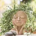 Planter Ceramic Sculpted Face Compact