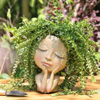 Planter Ceramic Sculpted Face Compact