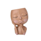 Planter Ceramic Sculpted Face Compact