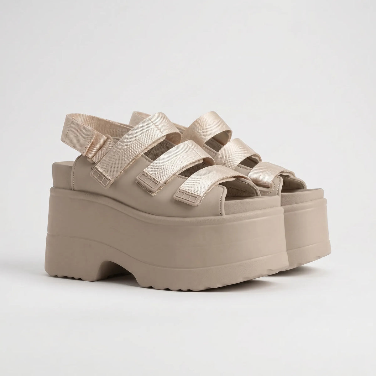Platform Sandals 4.3-Inch Chunky Heel Adjustable Straps Open-Toe Design