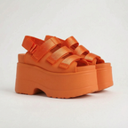 Platform Sandals 4.3-Inch Chunky Heel Adjustable Straps Open-Toe Design