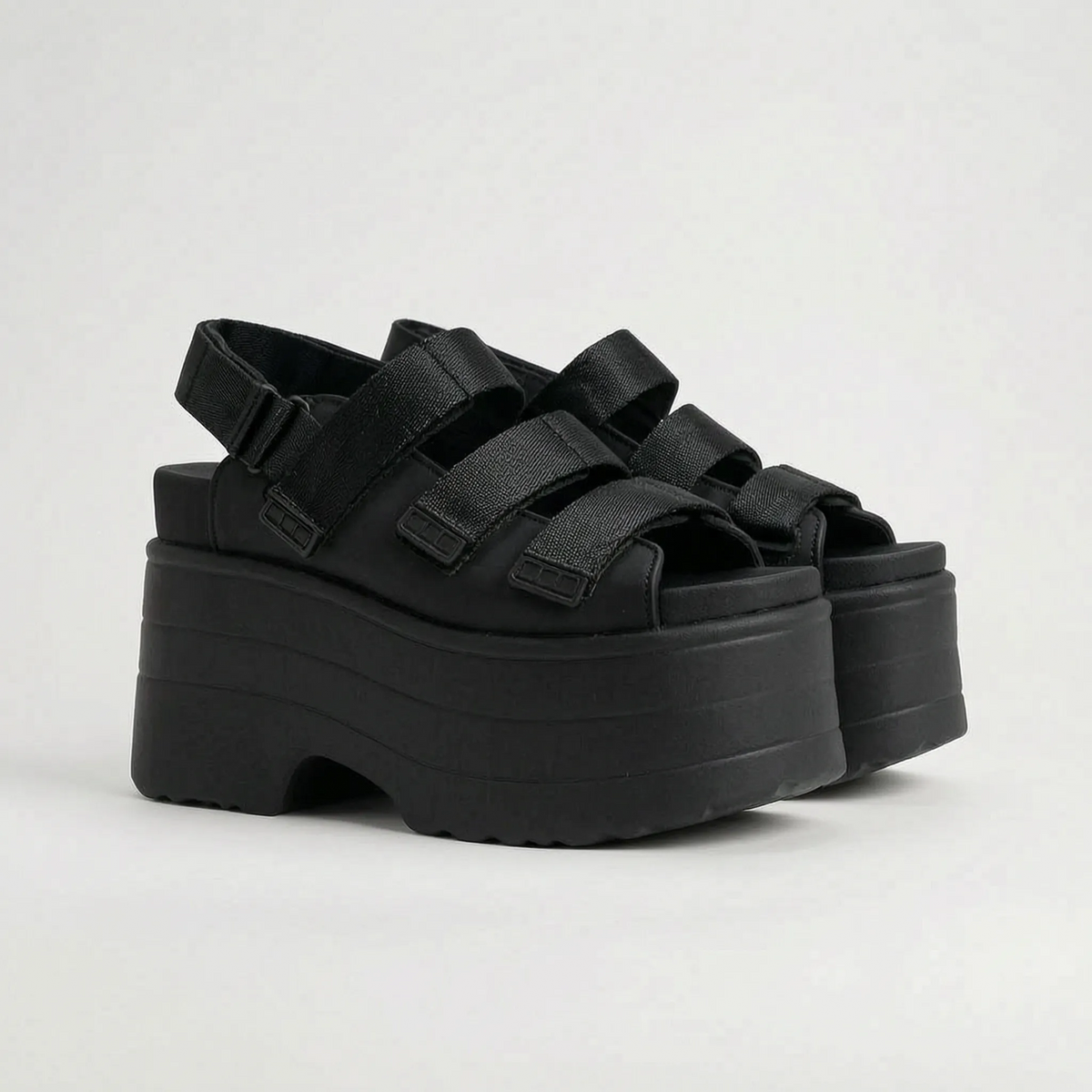 Platform Sandals 4.3-Inch Chunky Heel Adjustable Straps Open-Toe Design