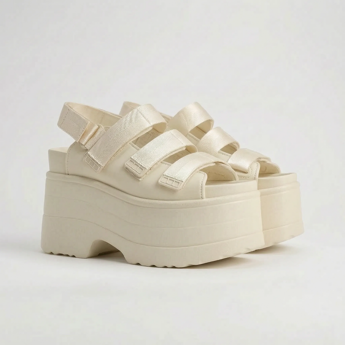 Platform Sandals 4.3-Inch Chunky Heel Adjustable Straps Open-Toe Design