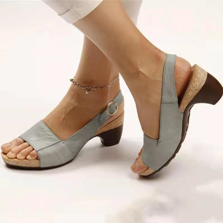 Platform Sandals Round Toe Faux Leather Non-Slip