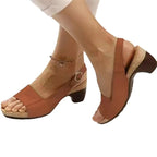 Platform Sandals Round Toe Faux Leather Non-Slip