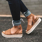 Platform Wedge Sandals Adjustable Ankle Strap Open Toe