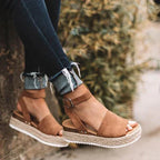 Platform Wedge Sandals Adjustable Ankle Strap Open Toe