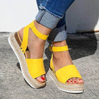 Platform Wedge Sandals Adjustable Ankle Strap Open Toe