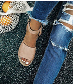 Platform Wedge Sandals Adjustable Ankle Strap Open Toe