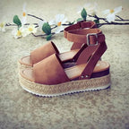 Platform Wedge Sandals Adjustable Ankle Strap Open Toe
