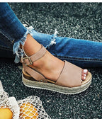 Platform Wedge Sandals Adjustable Ankle Strap Open Toe