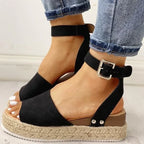 Platform Wedge Sandals Adjustable Ankle Strap Open Toe