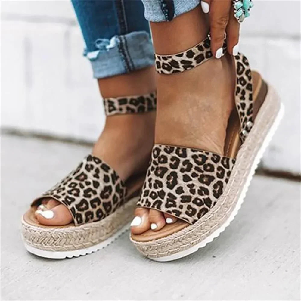 Platform Wedge Sandals Adjustable Ankle Strap Open Toe