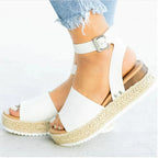 Platform Wedge Sandals Adjustable Ankle Strap Open Toe