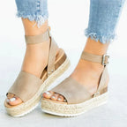 Platform Wedge Sandals Adjustable Ankle Strap Open Toe