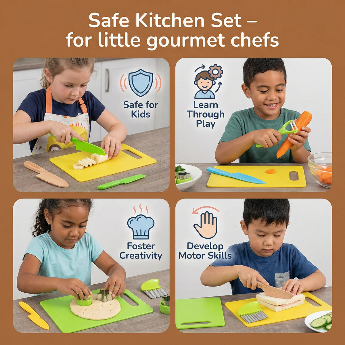 Play Kitchen Tool Set Child-Sized & Easy-Grip