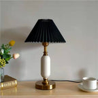 Pleated Shade & Sculpted Column Table Lamp