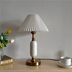 Pleated Shade & Sculpted Column Table Lamp