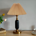 Pleated Shade & Sculpted Column Table Lamp