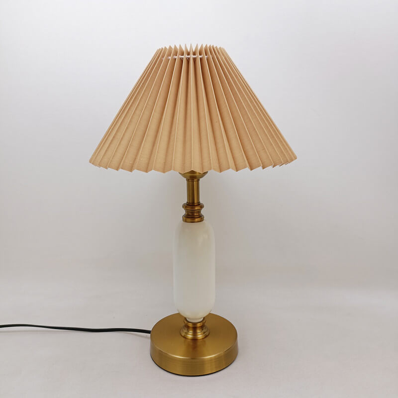 Pleated Shade & Sculpted Column Table Lamp