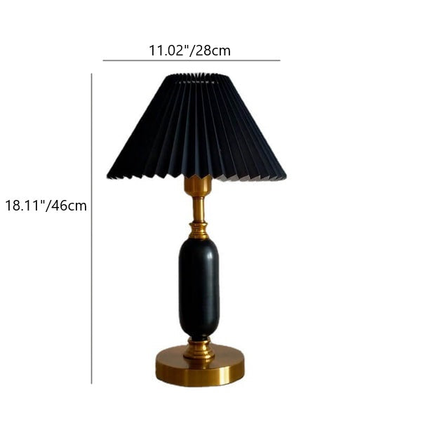 Pleated Shade & Sculpted Column Table Lamp