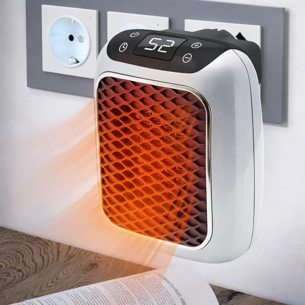 Plug-In Ceramic Heater 800W Timer & Auto Shutoff
