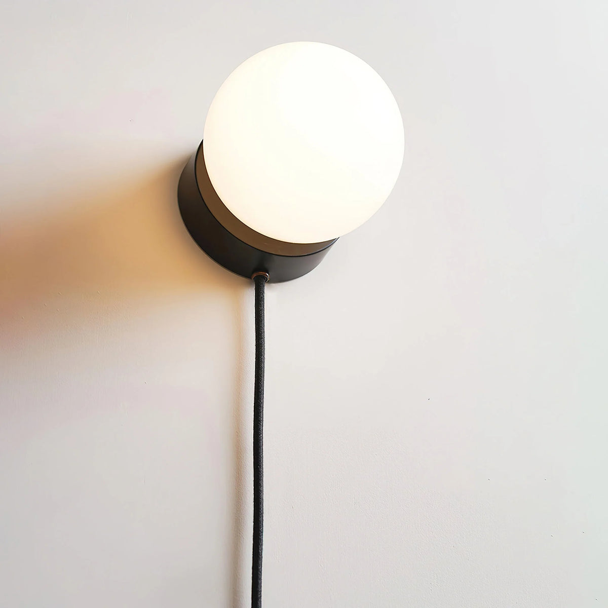 Plug-In Wall Sconce Iron & Glass Dimmer Compatible
