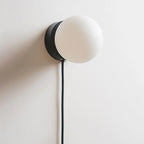 Plug-In Wall Sconce Iron & Glass Dimmer Compatible