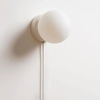 Plug-In Wall Sconce Iron & Glass Dimmer Compatible