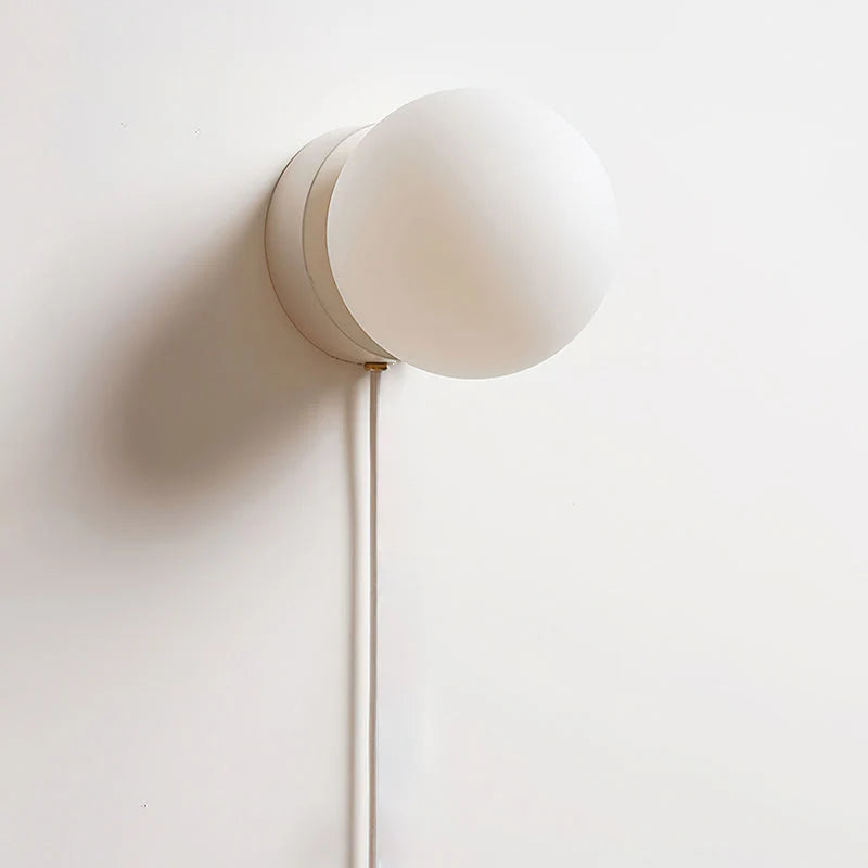 Plug-In Wall Sconce Iron & Glass Dimmer Compatible