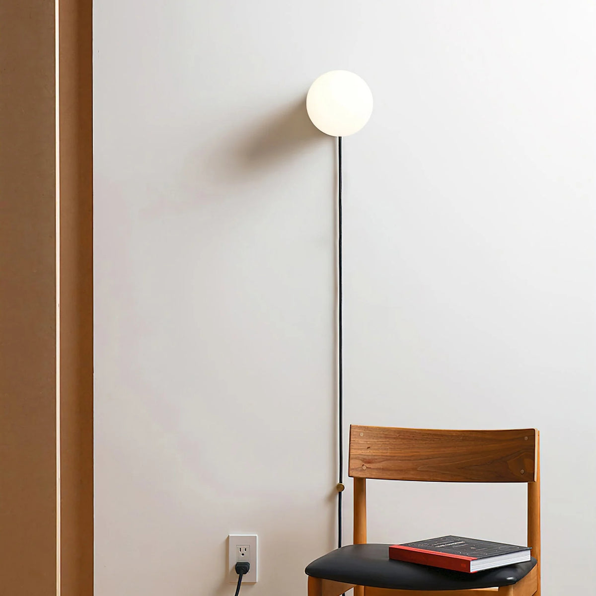 Plug-In Wall Sconce Iron & Glass Dimmer Compatible