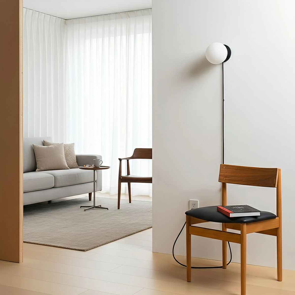Plug-In Wall Sconce Iron & Glass Dimmer Compatible