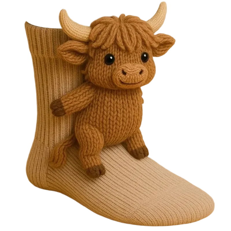 Plush Animal Socks 3D Huggable Plush Lining & Elastic Cuff