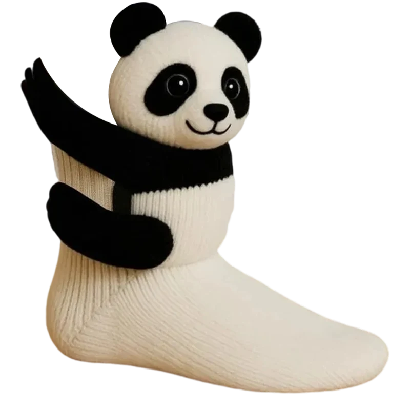 Plush Animal Socks 3D Huggable Plush Lining & Elastic Cuff